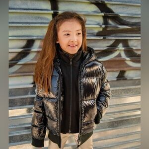 APPAMAN Flurry coat girls shiny black puffer winter coat size 10 Like new